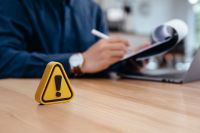 Foto: schwarzes Rufzeichen auf gelbem Dreieck